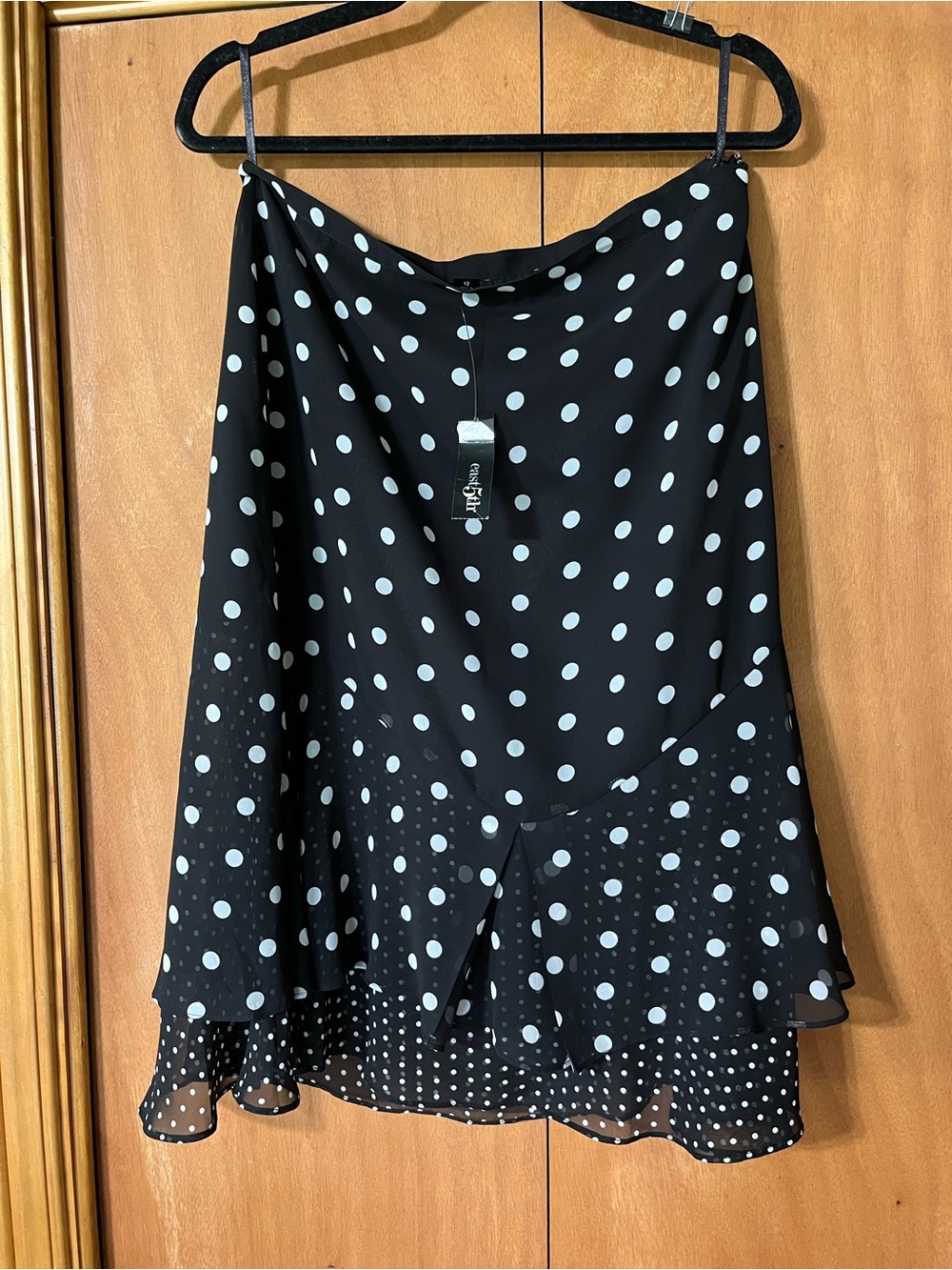 NWT East 5th brand Polka Dot Black A-Line Skirt sz 12